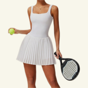 Classic Pleated Dress with Shorts and Built-in Bra